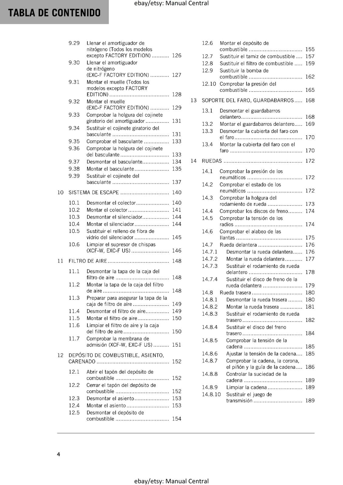 SPANISH LANGUAGE - KTM 2022 - 350 XCF-W EXC-F SIX DAYS - MANUAL DE REPARACION