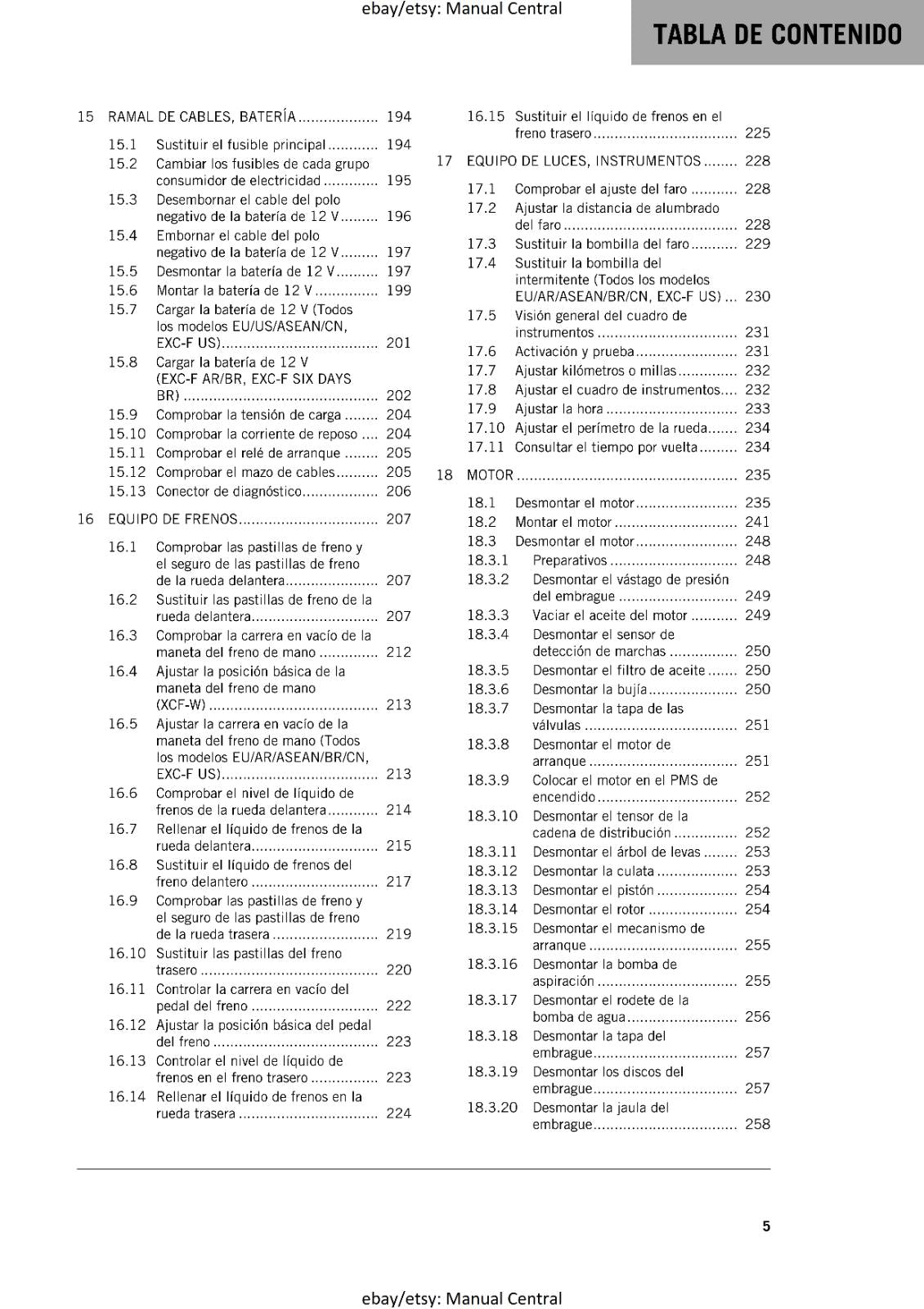 SPANISH LANGUAGE - KTM 2022 - 350 XCF-W EXC-F SIX DAYS - MANUAL DE REPARACION