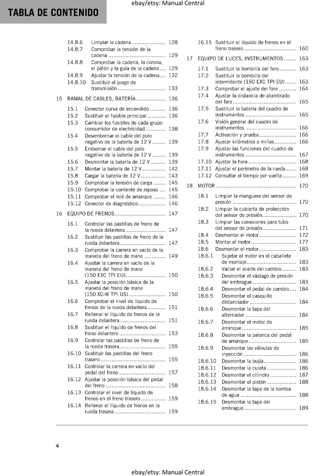 SPANISH LANGUAGE - KTM 2021 - 150 EXC XC-W TPI - MANUAL DE REPARACION