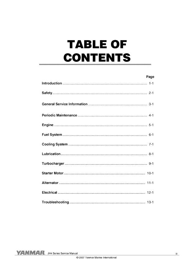 YANMAR 3JH4E 4JH4AE 4JH4-TE 4JH4-HTE SERVICE WORKSHOP MANUAL REPRINTED