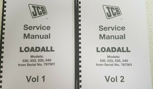 JCB LOADALL 530 533 535 540 SERVICE MANUAL FROM S/NO 767001 REPRINTED 93 - 04