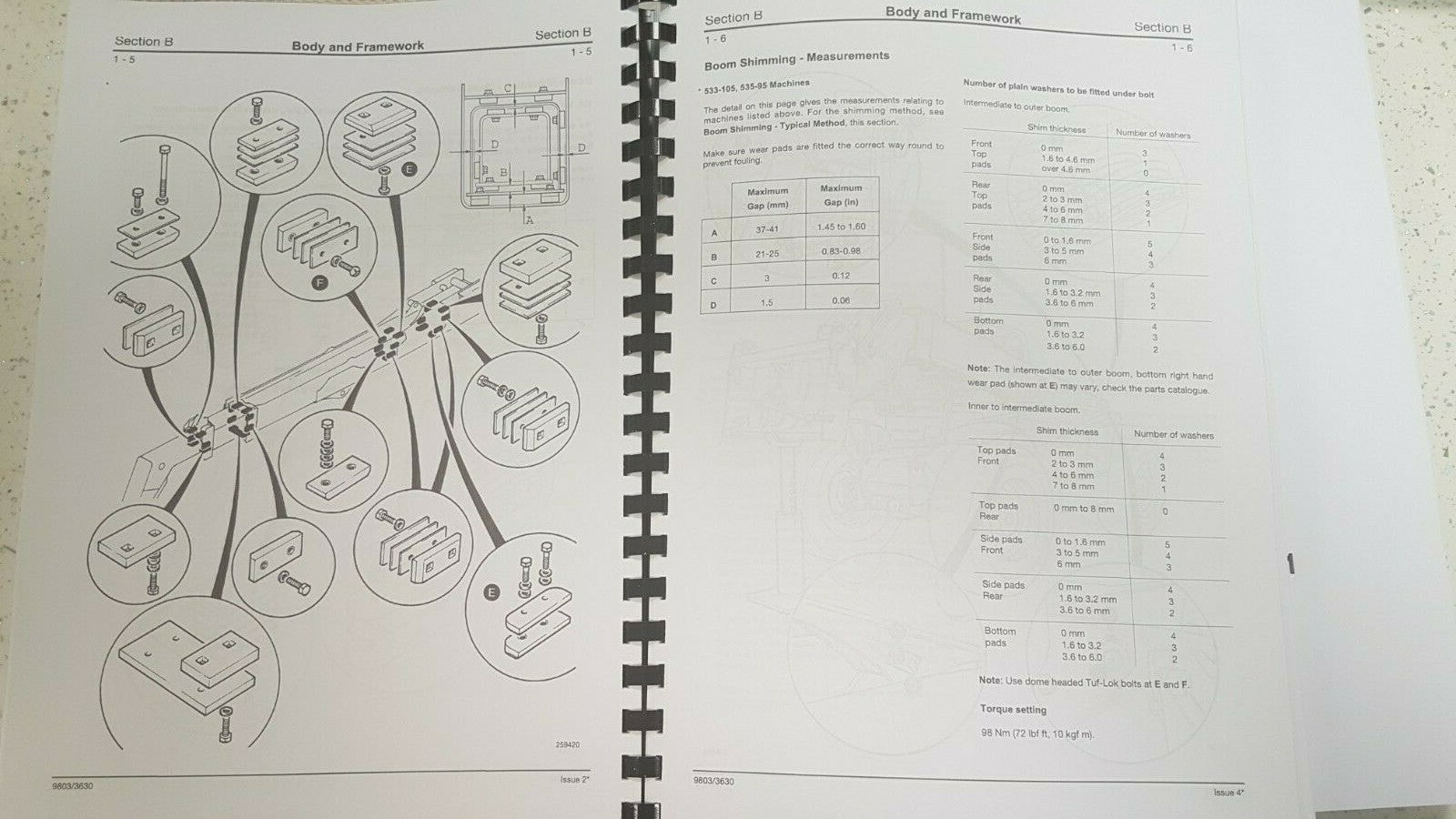 JCB LOADALL 530 533 535 540 SERVICE MANUAL FROM S/NO 767001 REPRINTED 93 - 04