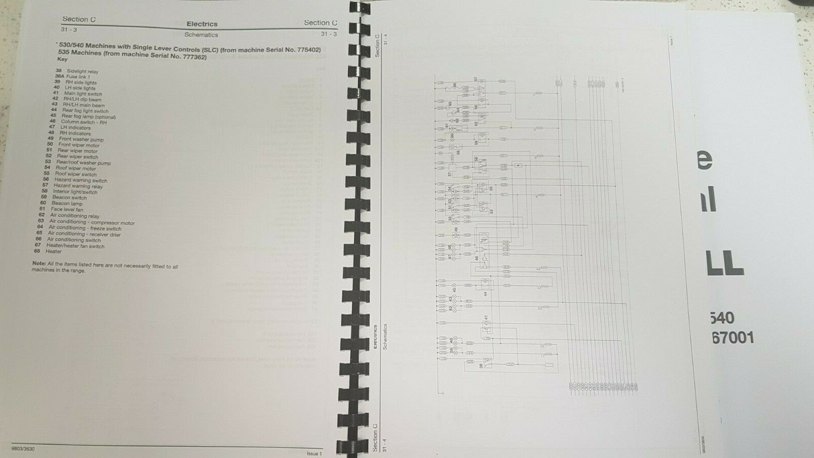 JCB LOADALL 530 533 535 540 SERVICE MANUAL FROM S/NO 767001 REPRINTED 93 - 04