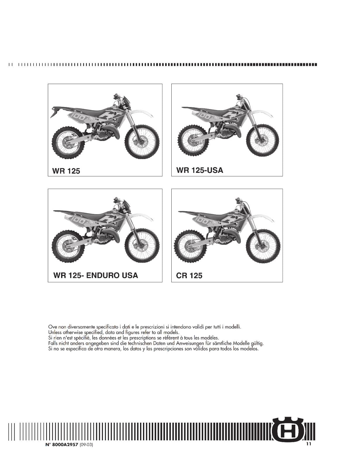 HUSQVARNA 2004 - CR WR 125 REPAIR WORKSHOP SERVICE MANUAL REPRINTED