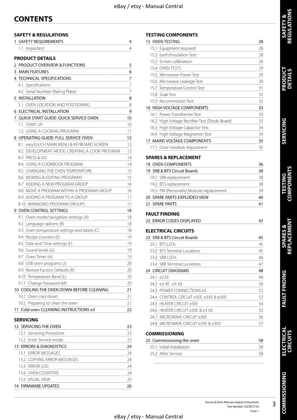 EIKON MICROWAVE COMBINATION OVEN E3 ISSUE 1 - SERVICE & PARTS MANUAL REPRINT