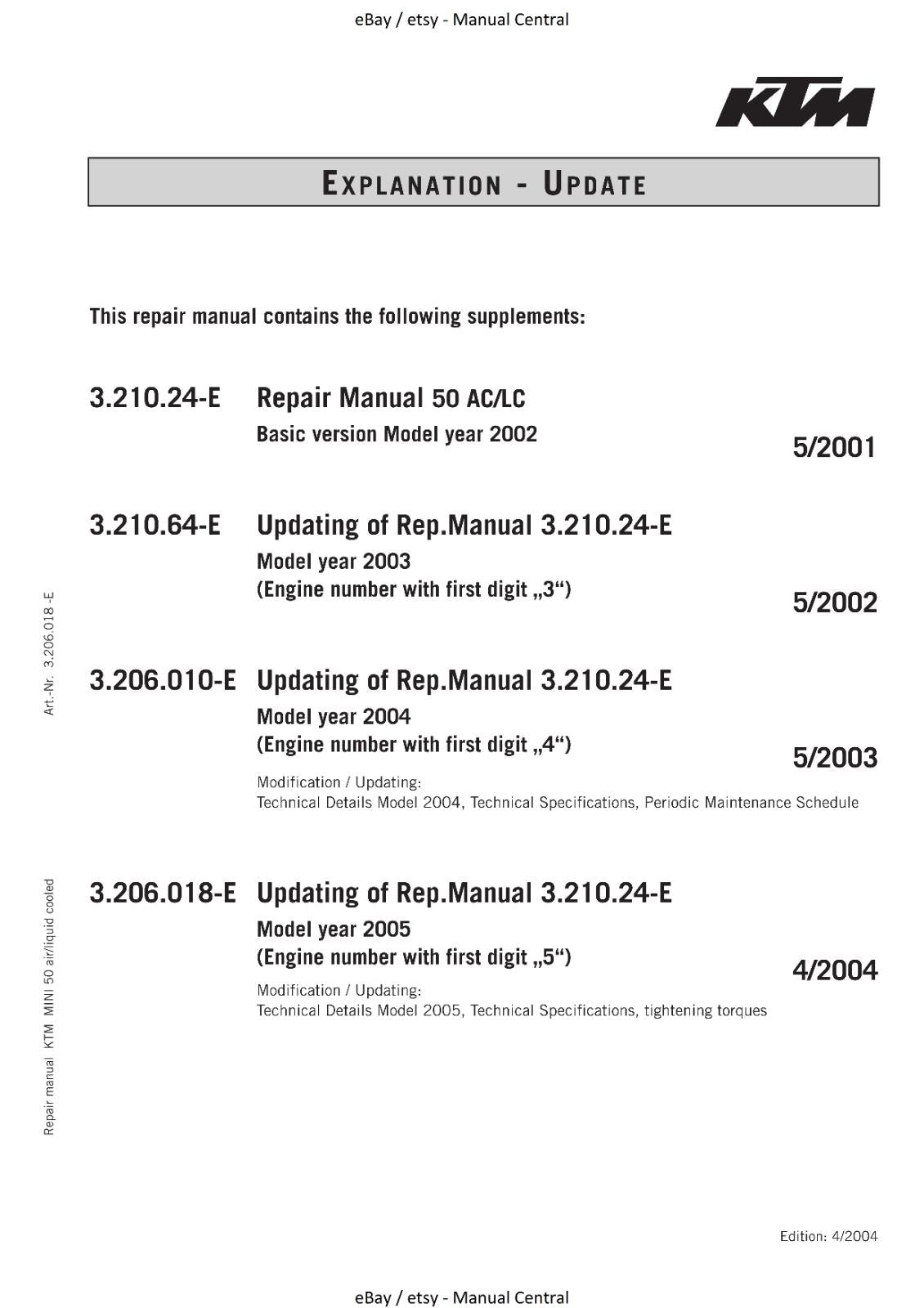 KTM 2002 TO 2005 50 AC/LC - ENGINE - WORKSHOP REPAIR SERVICE MANUAL