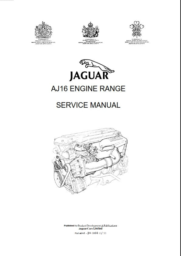 JAGUAR AJ16 ENGINE WORKSHOP SERVICE MANUAL REPRINTED COMB BOUND 1995 EDITION