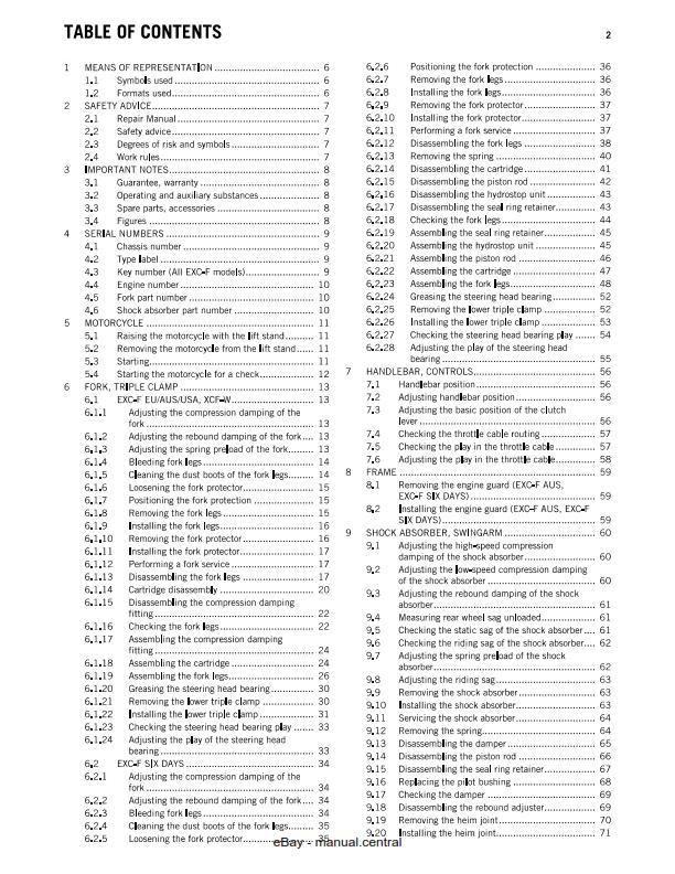 KTM 2013 350 EXC-F XCF-W WORKSHOP REPAIR SERVICE MANUAL REPRINTED