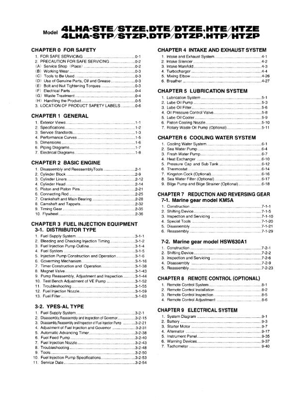 YANMAR 4LHA STE DTE HTE  MARINE ENGINE SERVICE MANUAL REPRINTED