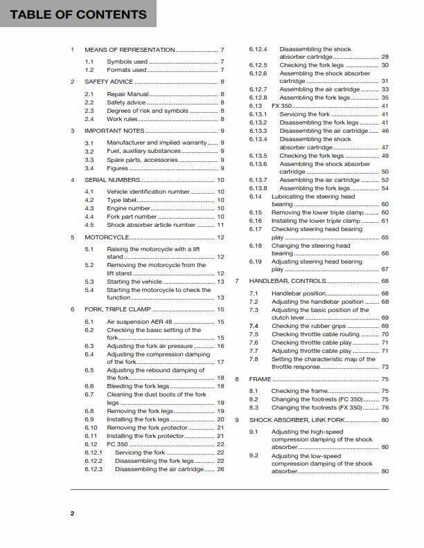 HUSQVARNA FC 350 FX 350 2017 REPAIR WORKSHOP SERVICE MANUAL REPRINTED COMB BOUND