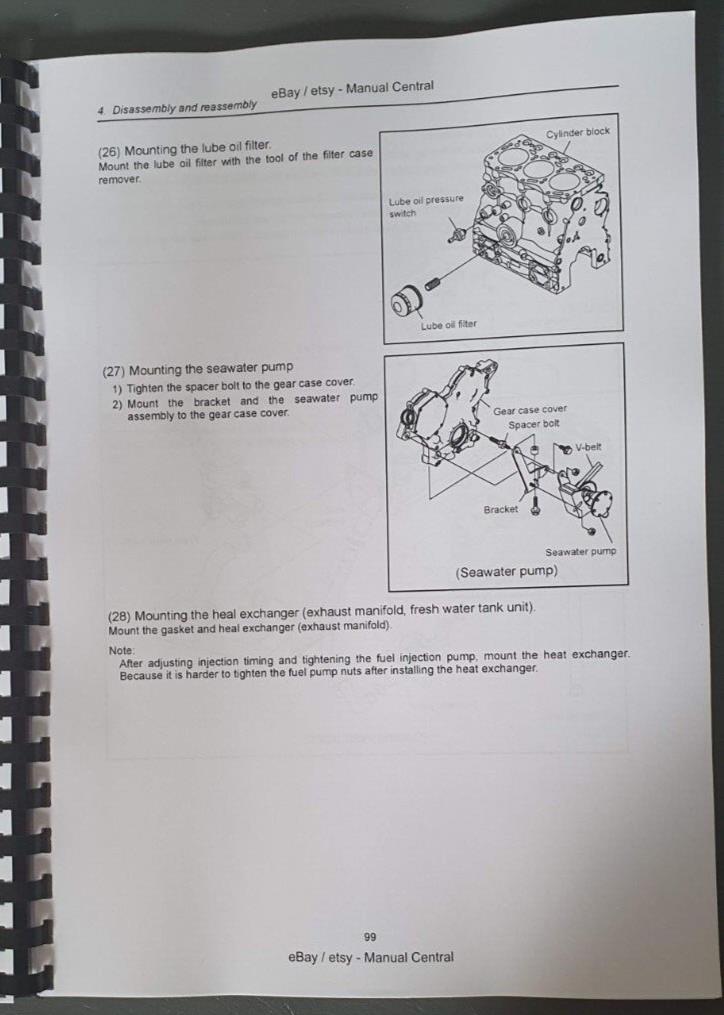 YANMAR 3YM30 3YM20 2YM15 MARINE DIESEL ENGINE SERVICE WORKSHOP MANUAL REPRINTED