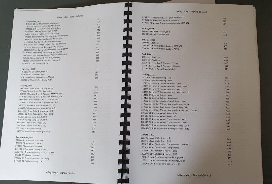 ASTON MARTIN DB9 WORKSHOP & PARTS MANUAL A4 VERSION 7 - 2004 TO 2012 MODELS