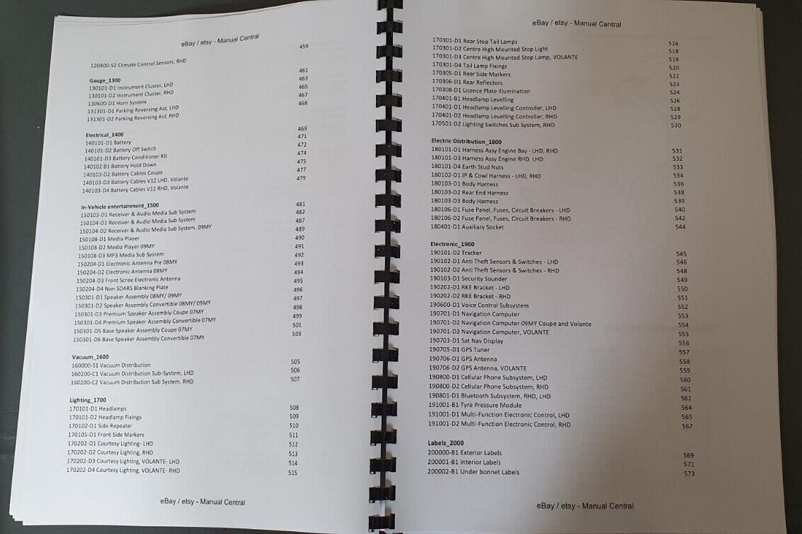 ASTON MARTIN DB9 WORKSHOP & PARTS MANUAL A4 VERSION 7 - 2004 TO 2012 MODELS