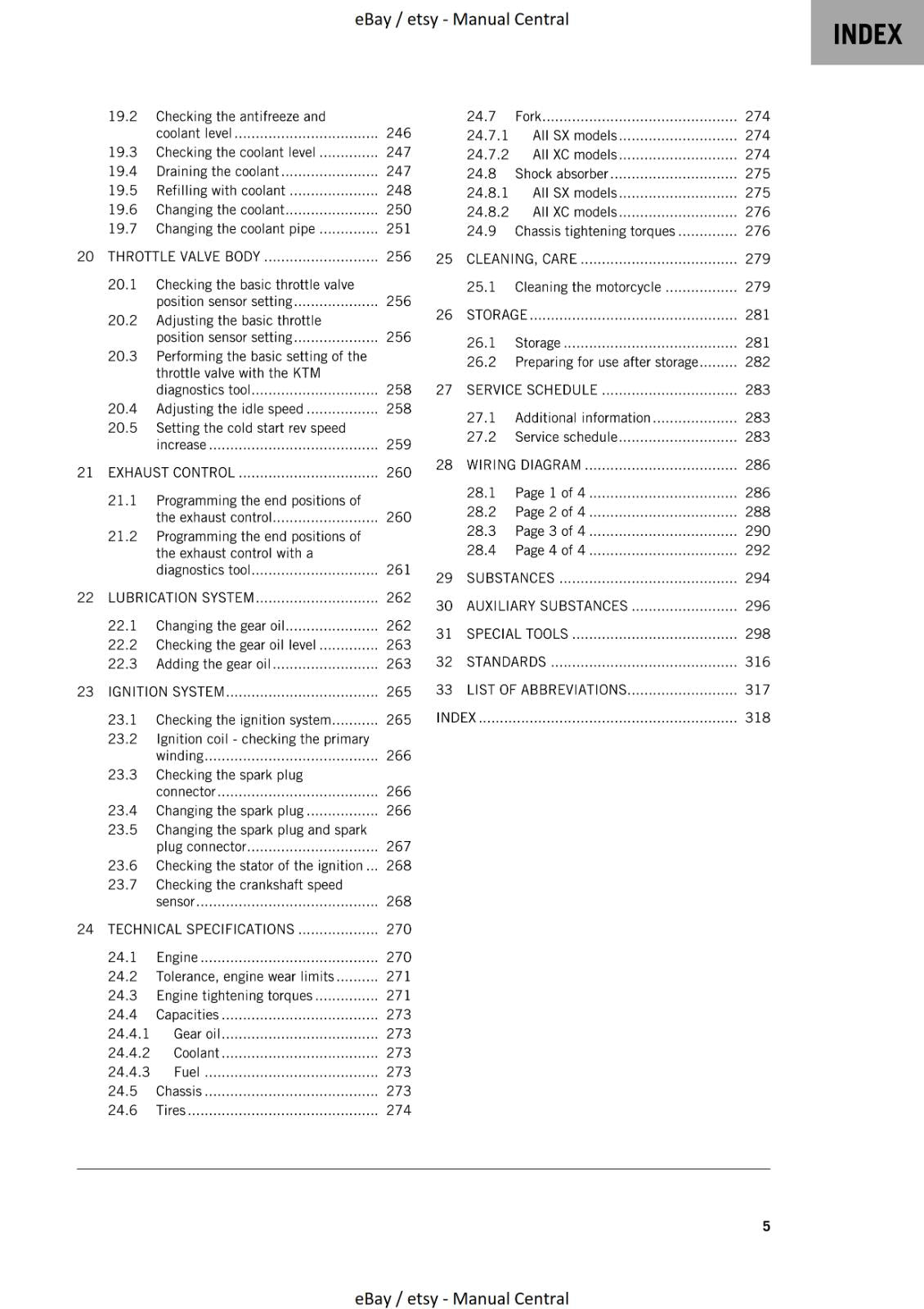 KTM 2023 - 250  300 XS XC - WORKSHOP SERVICE MANUAL REPRINTED