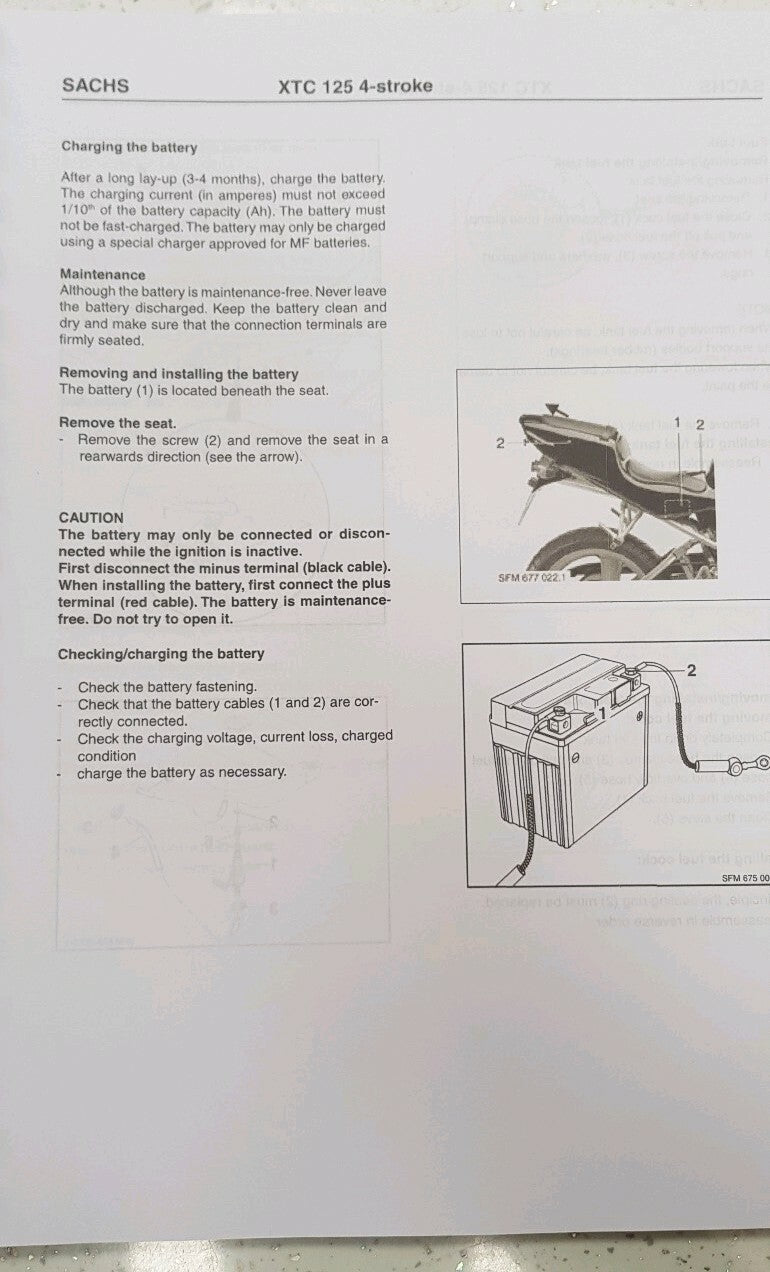 SACHS XTC 125 4 STROKE SERVICE REPAIR MANUAL REPRINTED 10/03 INC WIRING DIAGRAM