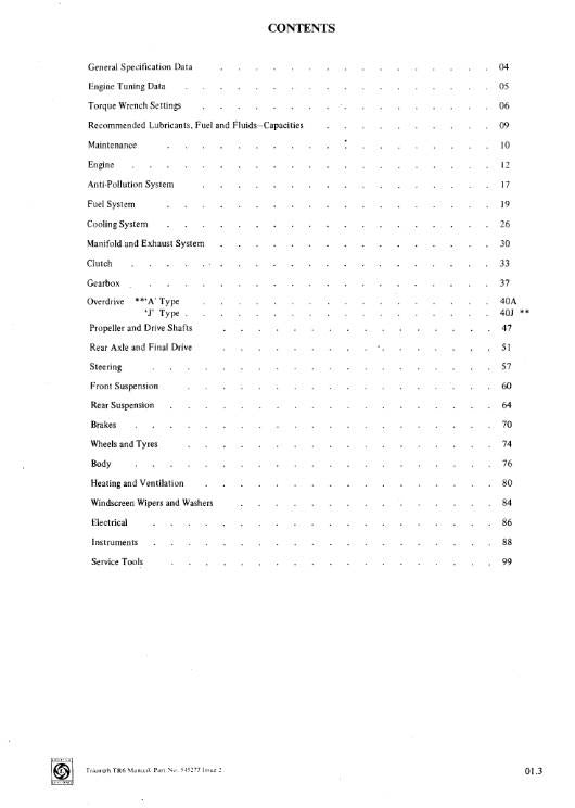 TRIUMPH TR6 1969 - 1976 REPAIR OPERATION SERVICE WORKSHOP MANUAL REPRINT 2ND EDT