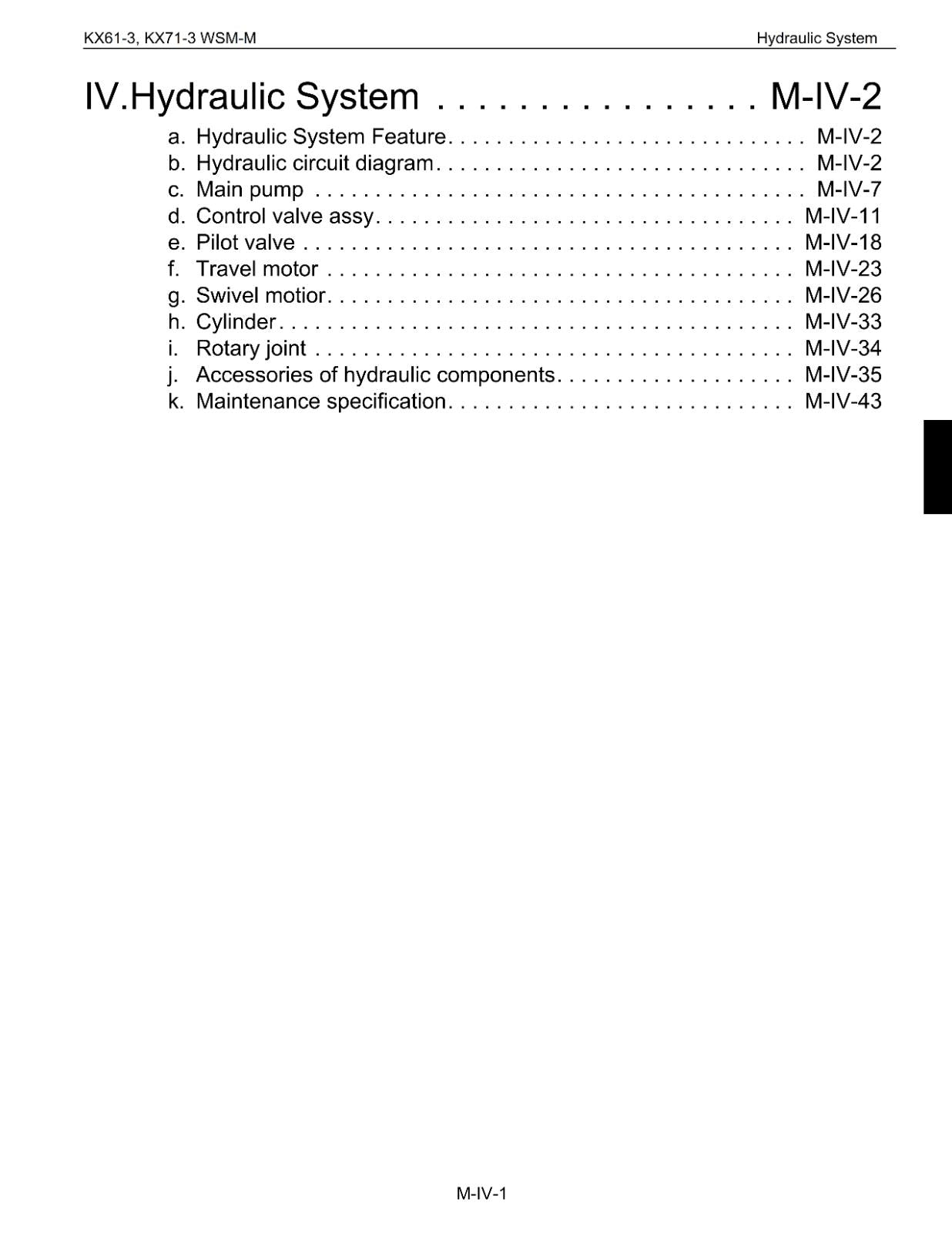 KUBOTA KX61-3 KX71-3 EXCAVATOR WORKSHOP SERVICE - MECHANISM CHAPTER - PRINTED