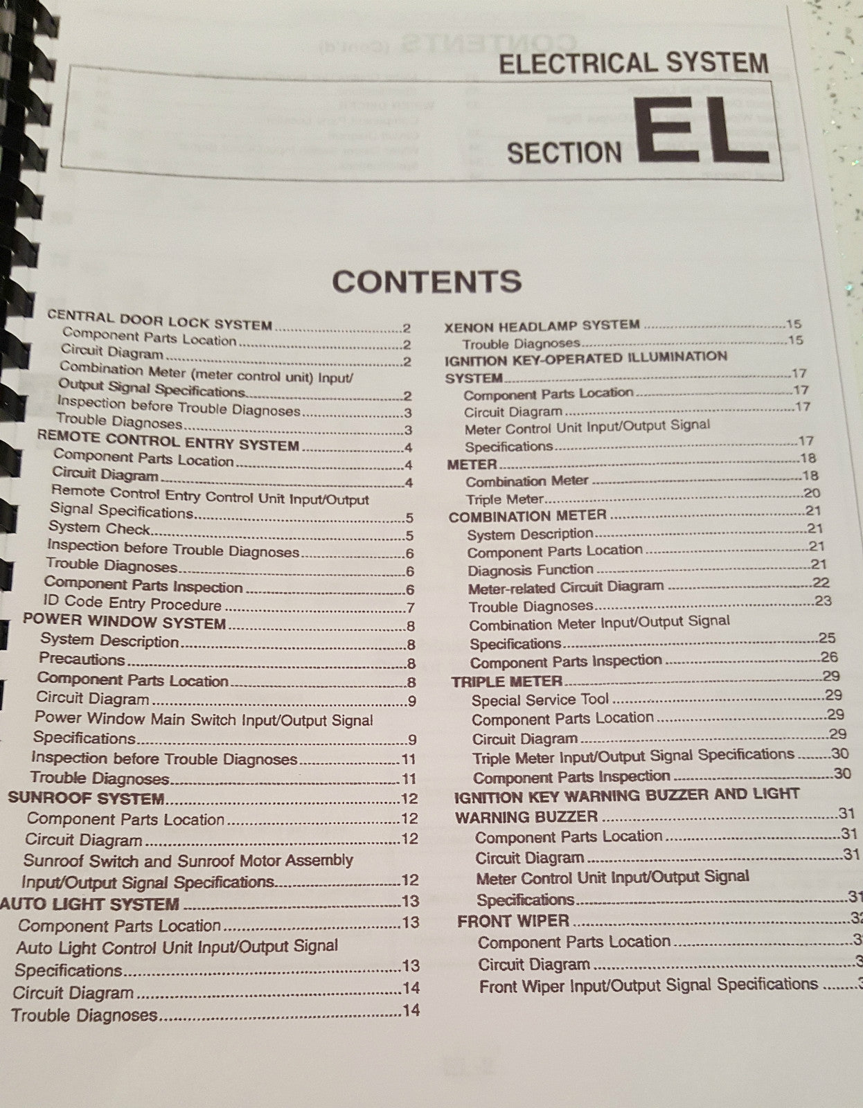 NISSAN R34 SKYLINE SERVICE DATA SPEC / TROUBLE DIAGNOSTIC SERVICE MANUAL