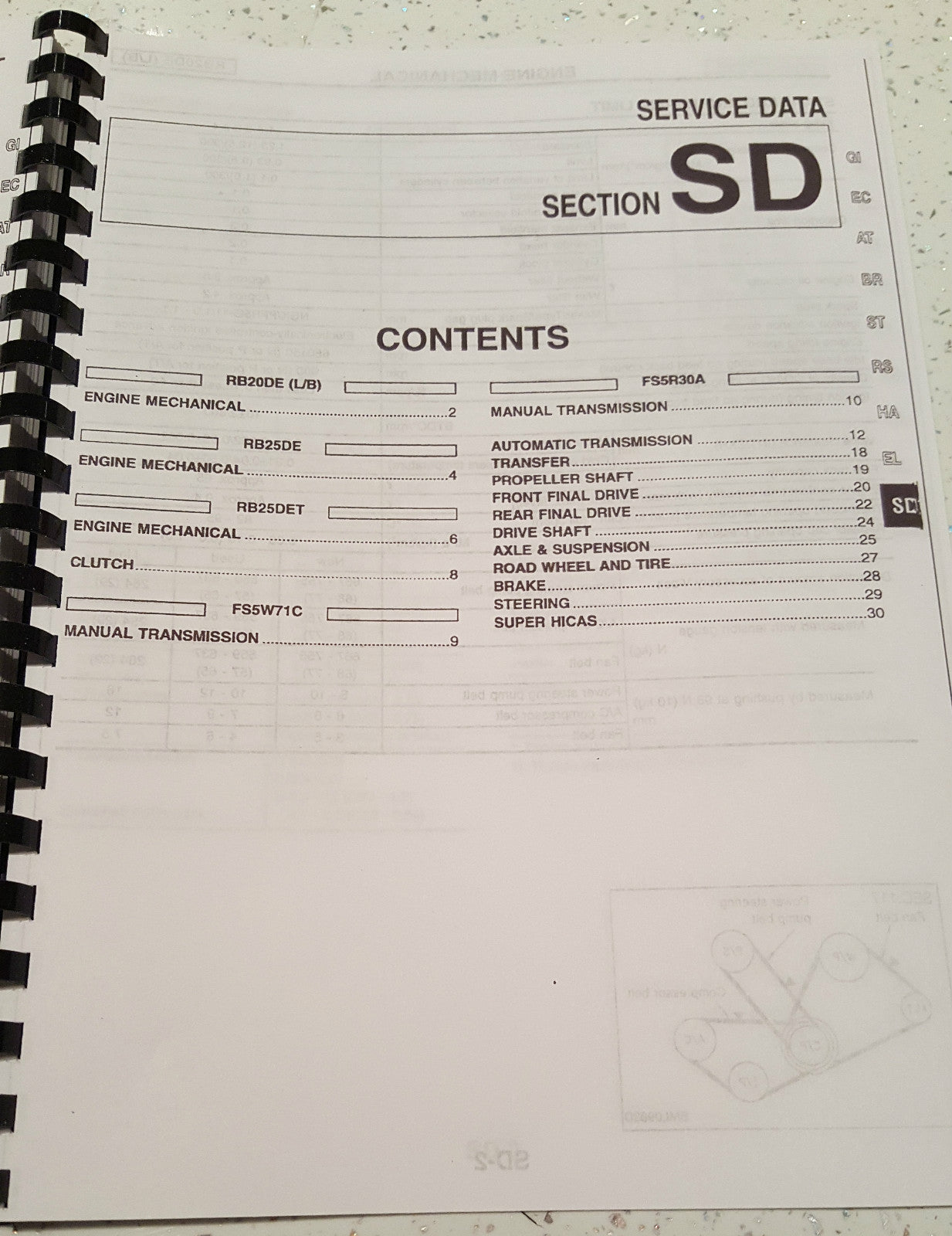 NISSAN R34 SKYLINE SERVICE DATA SPEC / TROUBLE DIAGNOSTIC SERVICE MANUAL
