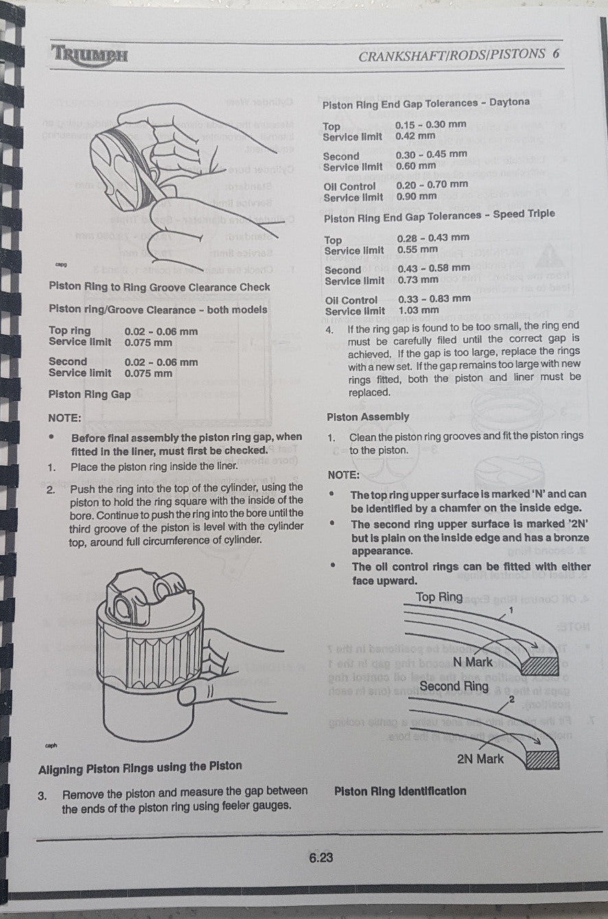 TRIUMPH DAYTONA 955i & SPEED TRIPLE 2002 - 2003 SERVICE WORKSHOP MANUAL REPRINT