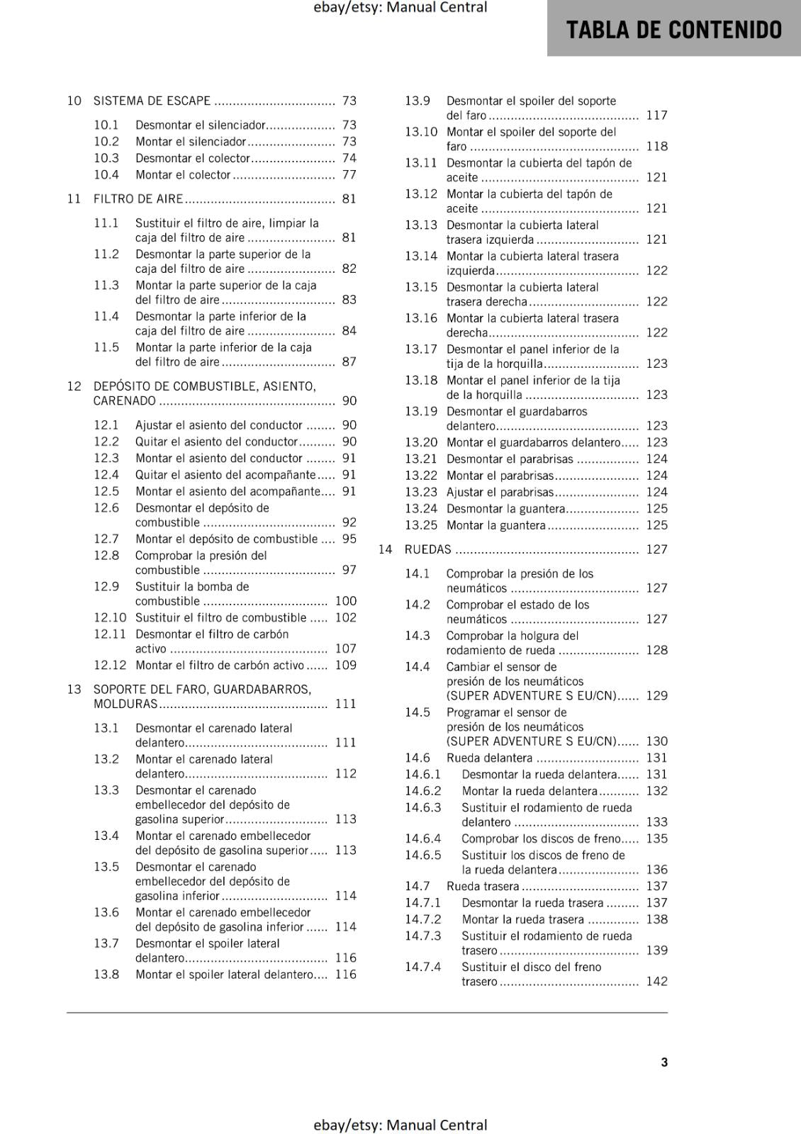 SPANISH LANGUAGE - KTM 2021 - 1290 SUPER ADVENTURE S - MANUAL DE REPARACION