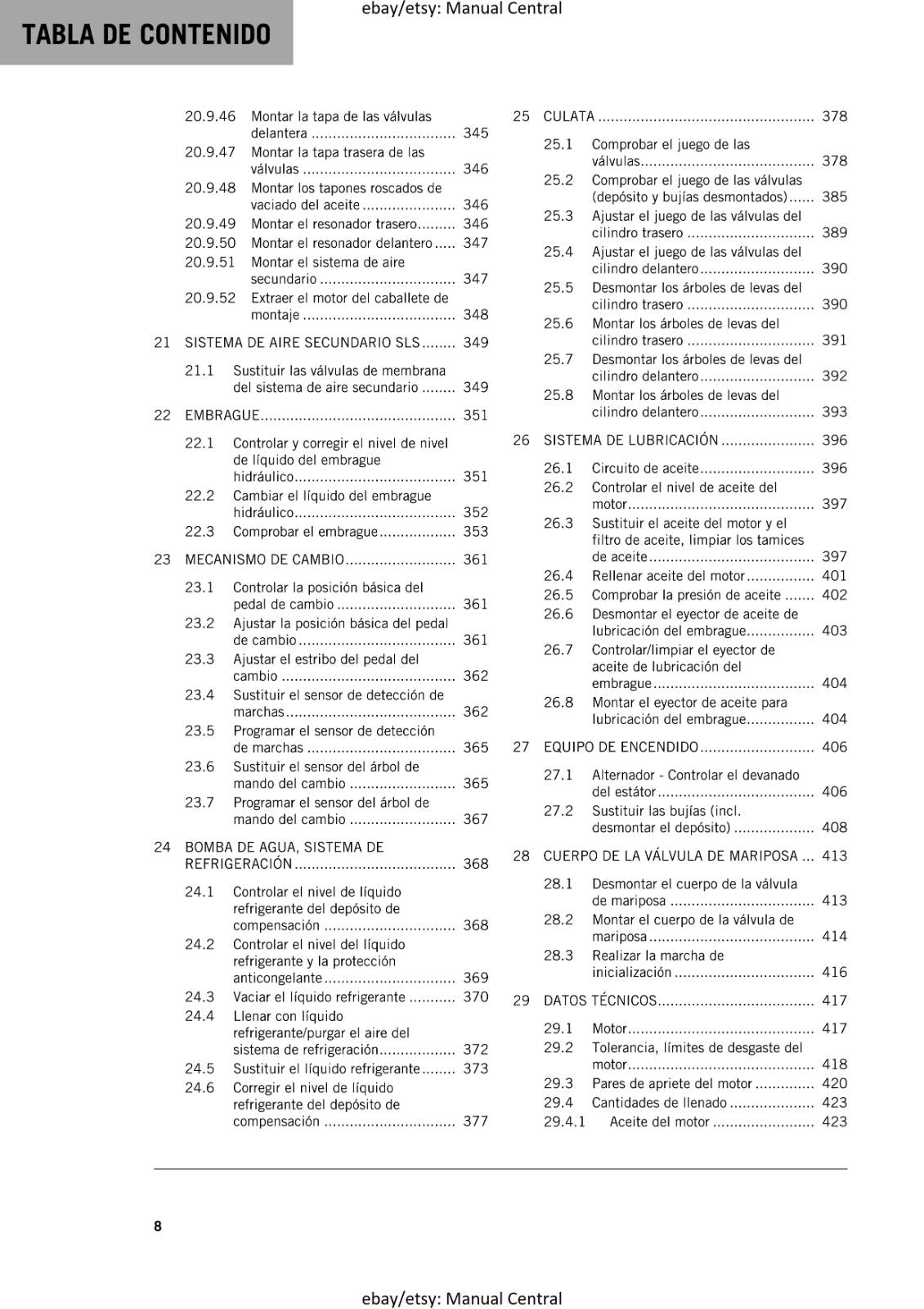 SPANISH LANGUAGE - KTM 2021 - 1290 SUPER ADVENTURE S - MANUAL DE REPARACION