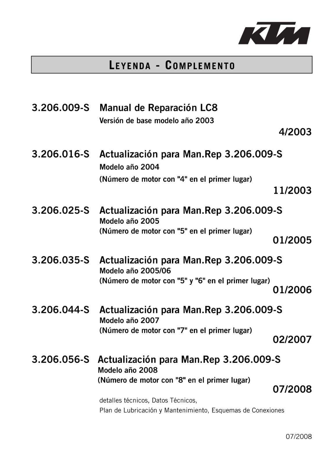 SPANISH LANGUAGE - 2003 TO 2008 KTM 950 990 ADVENTURE - MANUAL DE REPARACION