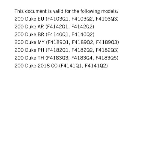 KTM 2017 - 200 DUKE - SERVICE REPAIR WORKSHOP