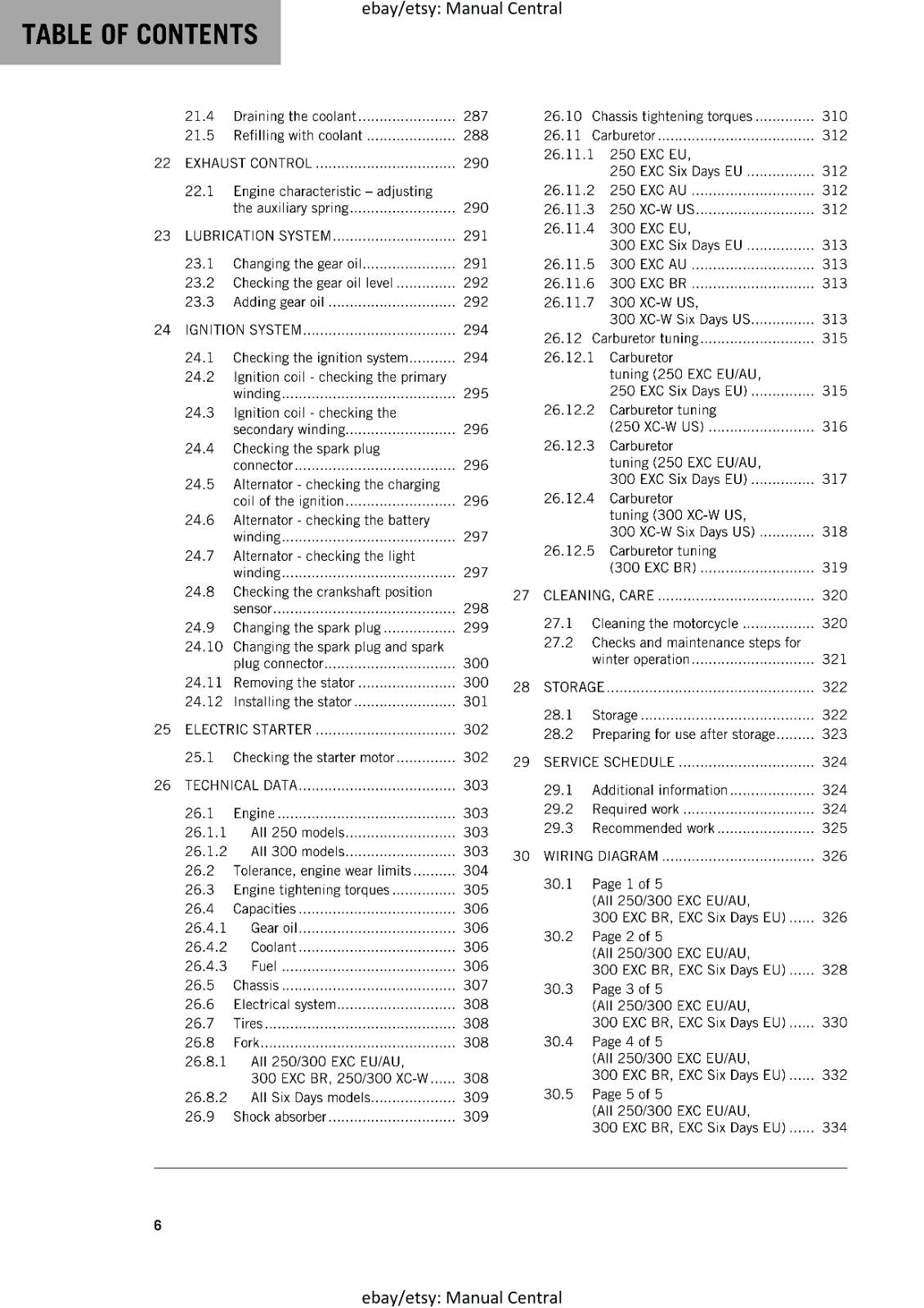 KTM 2017 - 250 300 EXC XC-W - SERVICE REPAIR WORKSHOP
