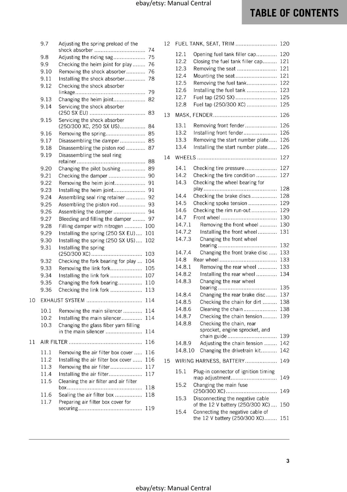KTM 2017 - 250 300 SX XC - SERVICE REPAIR WORKSHOP