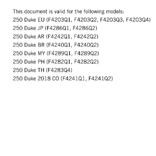 KTM 2017 - 250 DUKE - SERVICE REPAIR WORKSHOP
