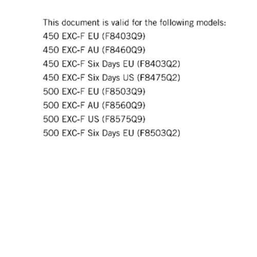 KTM 2017 - 450 500 EXC-F SIX DAYS - SERVICE REPAIR WORKSHOP