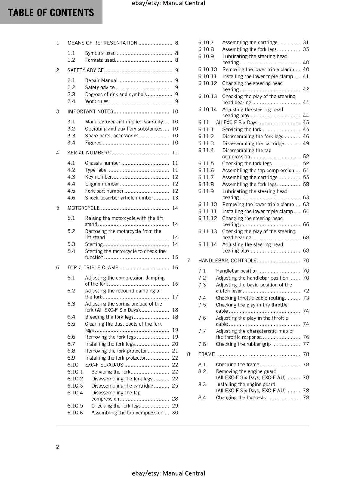 KTM 2017 - 450 500 EXC-F SIX DAYS - SERVICE REPAIR WORKSHOP
