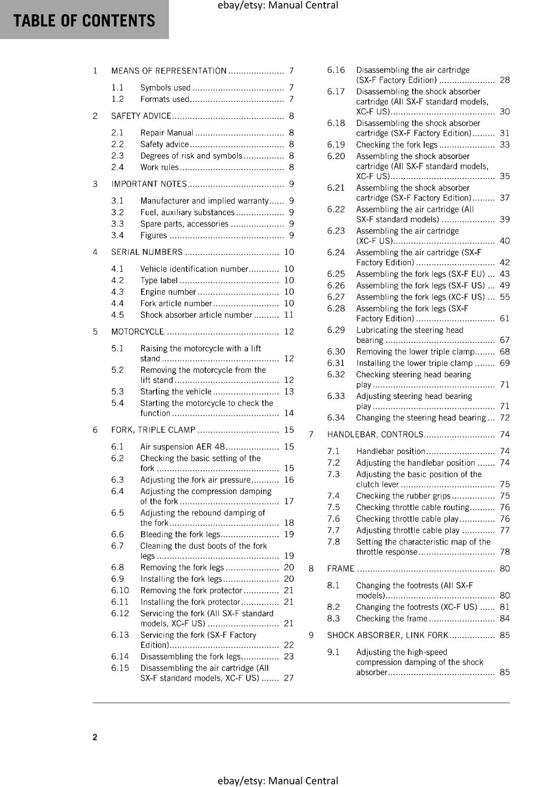 KTM 2017 - 450 XC-F SX-F FACTORY EDITION - SERVICE REPAIR WORKSHOP