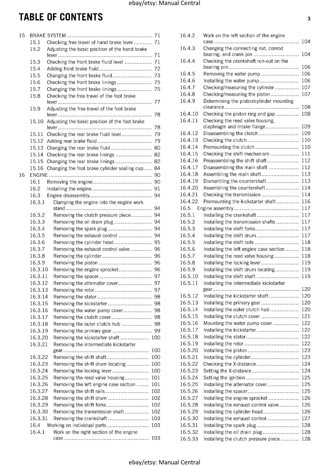 KTM 2016 - 65 SX -  WORKSHOP REPAIR SERVICE MANUAL REPRINTED
