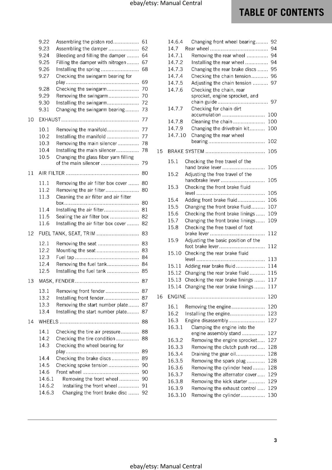 KTM 2016 - 85 SX 19/16 17/14 -  WORKSHOP REPAIR SERVICE MANUAL REPRINTED