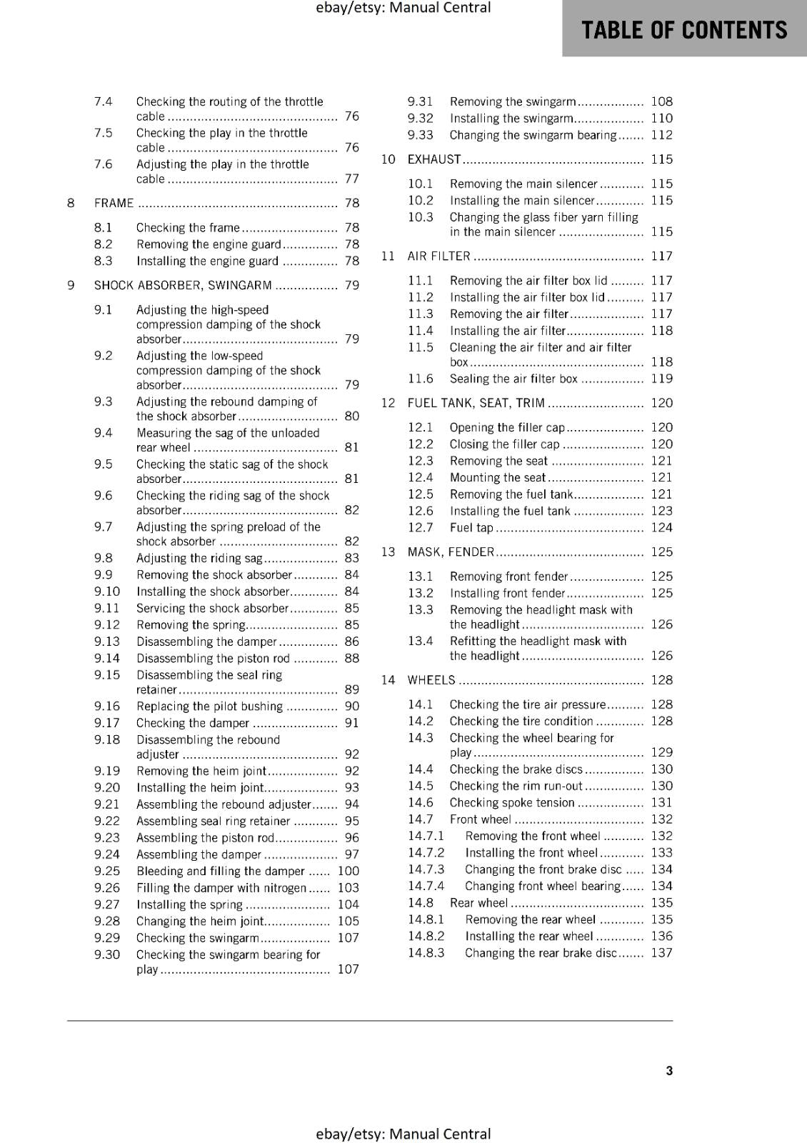 KTM 2016 - 125 200 EXC XC-W -  WORKSHOP REPAIR SERVICE MANUAL REPRINTED