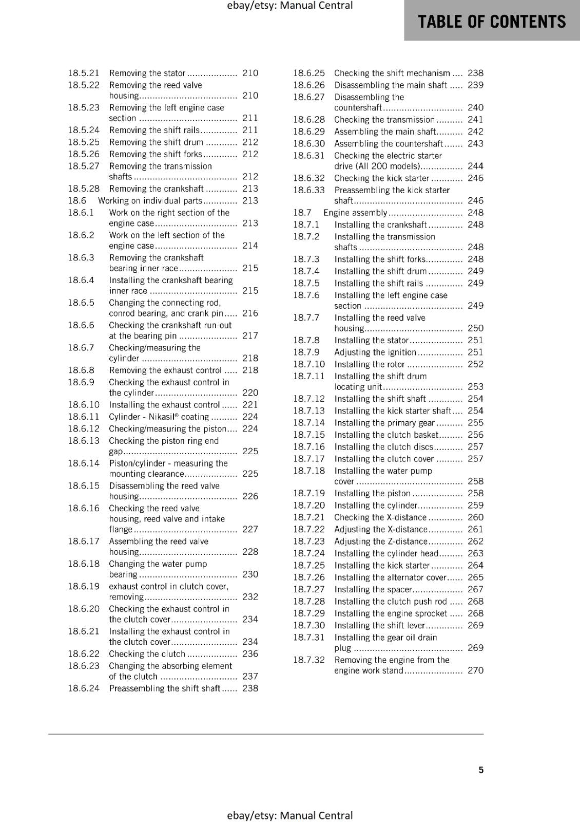 KTM 2016 - 125 200 EXC XC-W -  WORKSHOP REPAIR SERVICE MANUAL REPRINTED