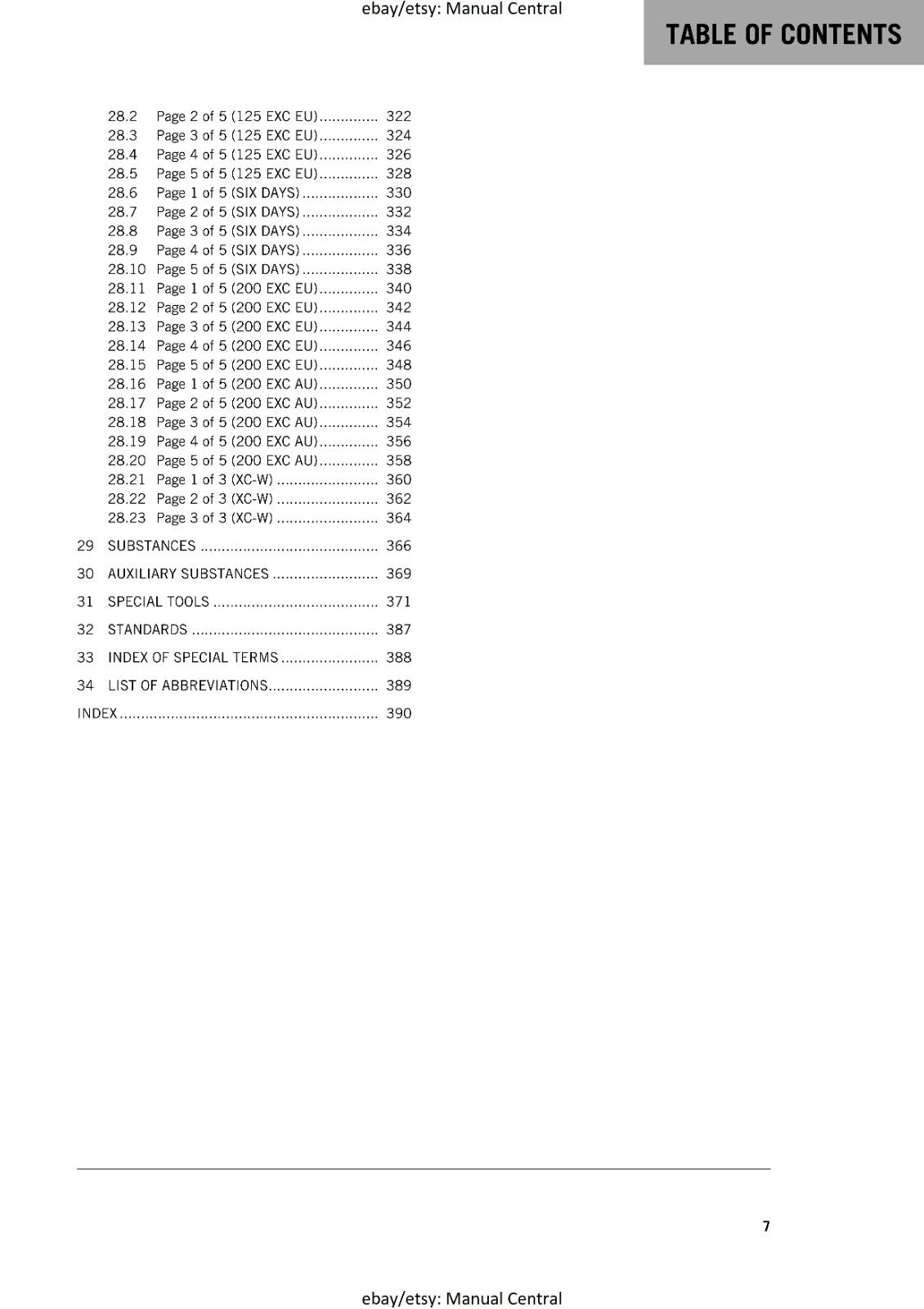 KTM 2016 - 125 200 EXC XC-W -  WORKSHOP REPAIR SERVICE MANUAL REPRINTED