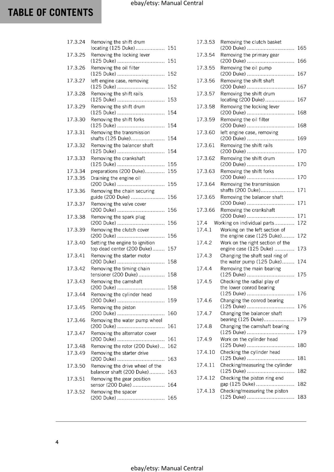 KTM 2016 - 125 200 DUKE -  WORKSHOP REPAIR SERVICE MANUAL REPRINTED