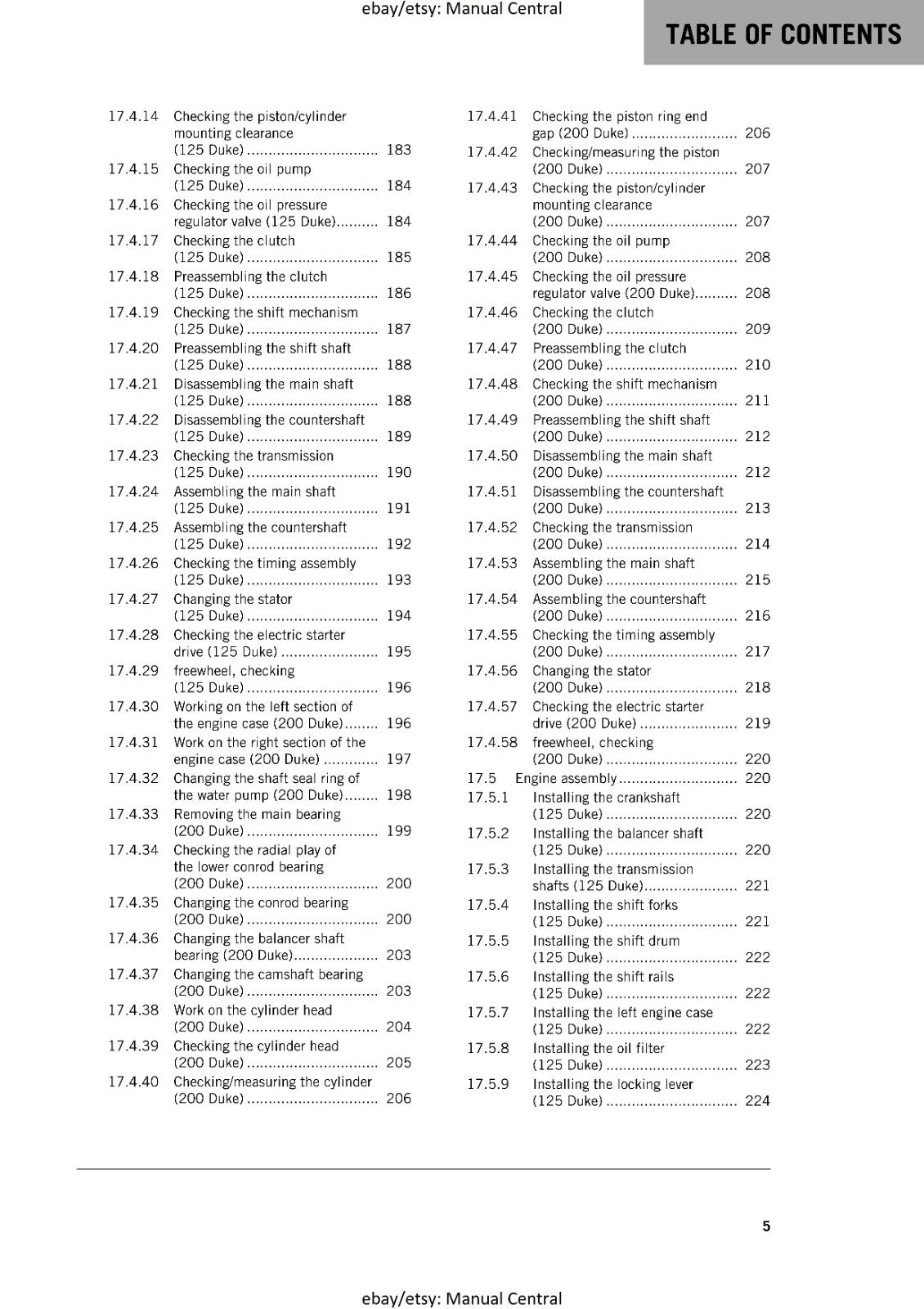 KTM 2016 - 125 200 DUKE -  WORKSHOP REPAIR SERVICE MANUAL REPRINTED