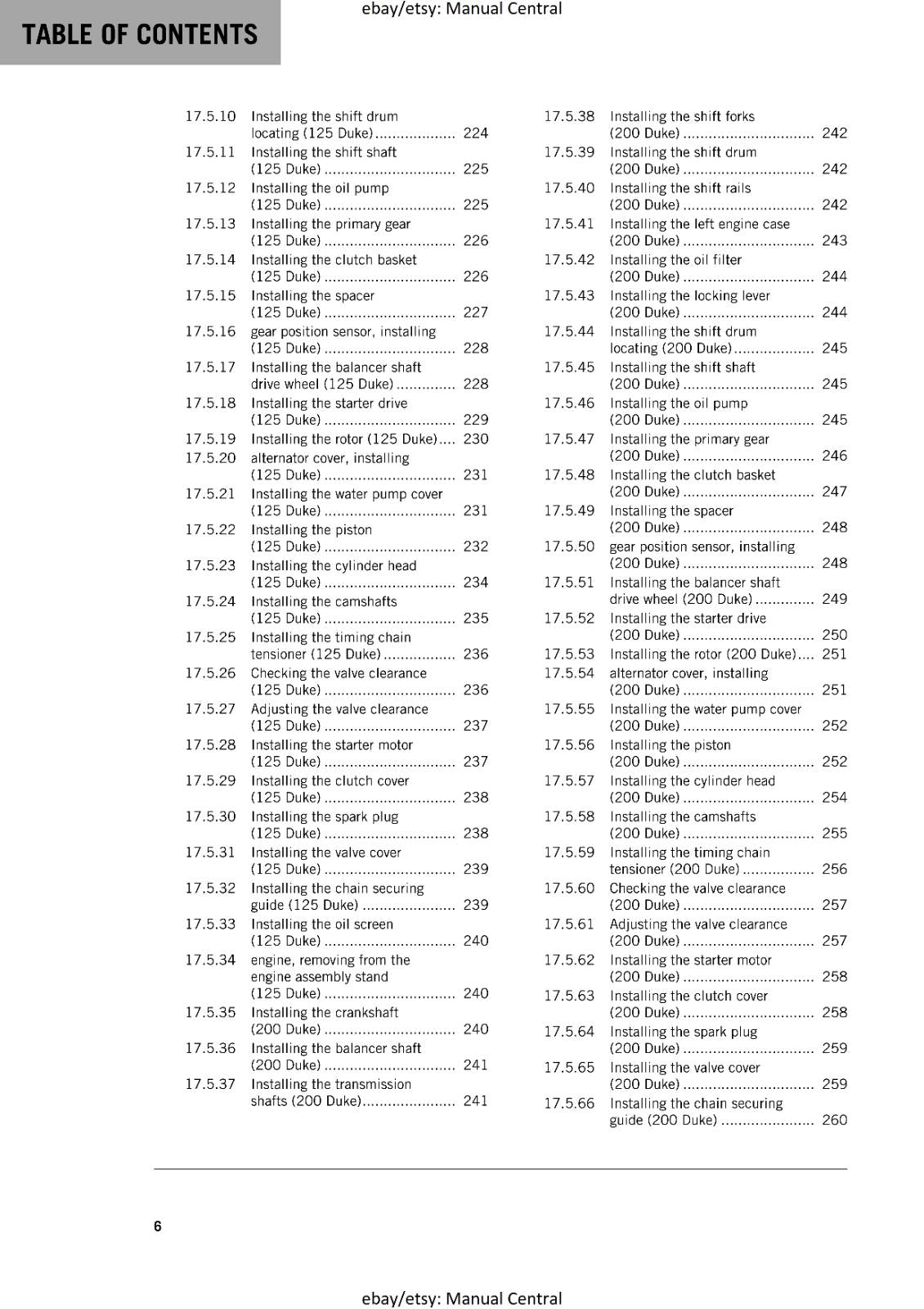 KTM 2016 - 125 200 DUKE -  WORKSHOP REPAIR SERVICE MANUAL REPRINTED