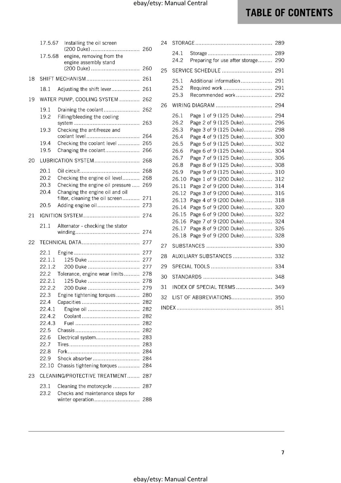 KTM 2016 - 125 200 DUKE -  WORKSHOP REPAIR SERVICE MANUAL REPRINTED