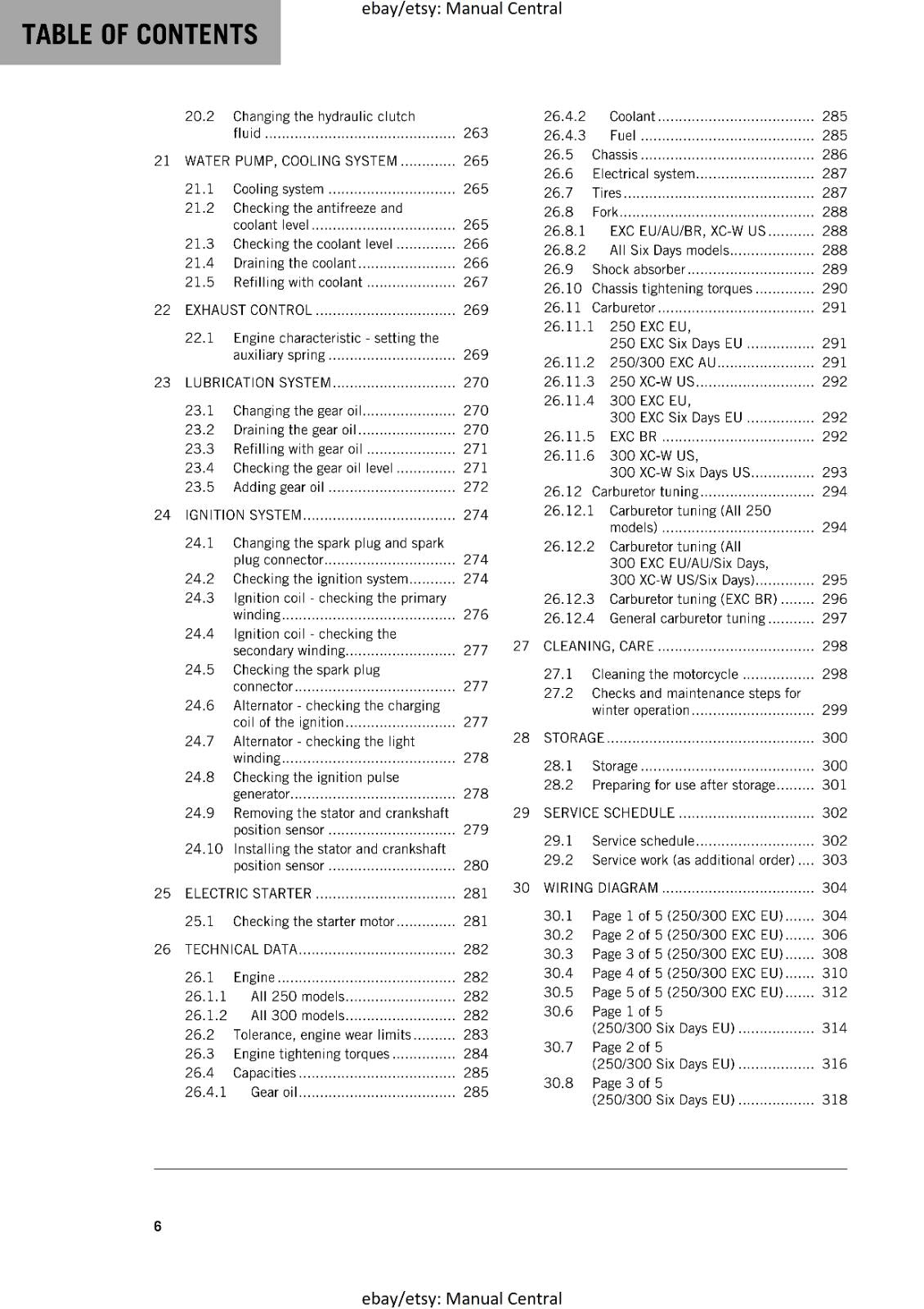 KTM 2016 - 250 300 EXC XC-W -  WORKSHOP REPAIR SERVICE MANUAL REPRINTED