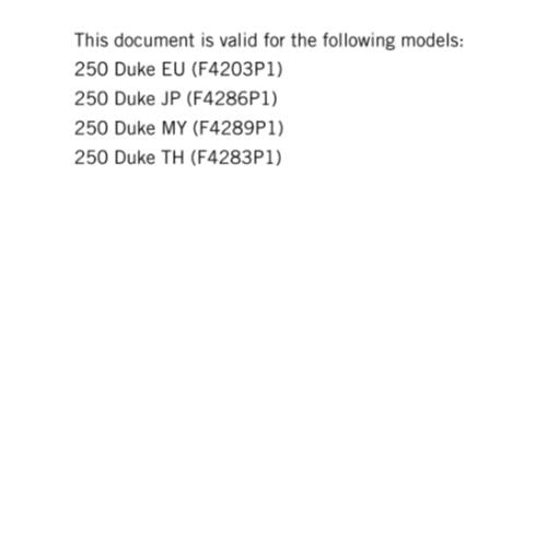 KTM 2016 - 250 DUKE -  WORKSHOP REPAIR SERVICE MANUAL REPRINTED