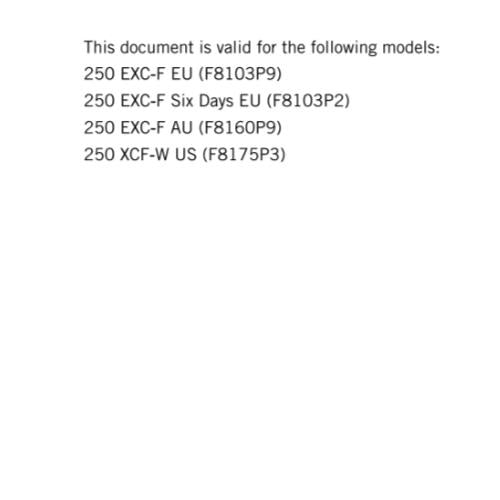 KTM 2016 - 250 EXC-F SIX DAYS XCF-W -  WORKSHOP REPAIR SERVICE MANUAL REPRINTED