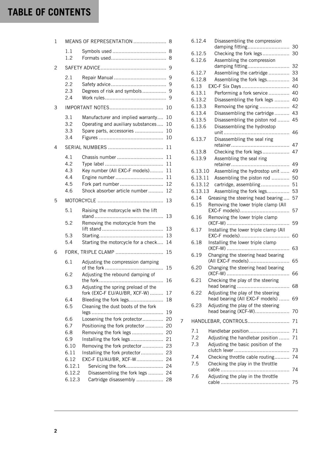 KTM 2016 - 250 EXC-F SIX DAYS XCF-W -  WORKSHOP REPAIR SERVICE MANUAL REPRINTED