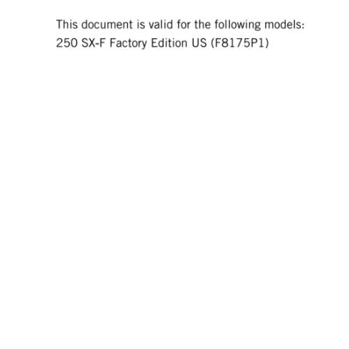 KTM 2016 - 250 SX-F FACTORY EDITION -  WORKSHOP REPAIR SERVICE MANUAL REPRINTED