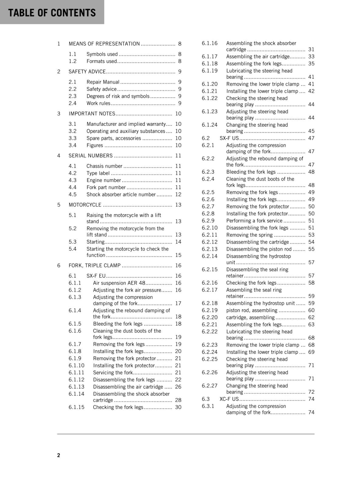 KTM 2016 - 250 SX-F XC-F -  WORKSHOP REPAIR SERVICE MANUAL REPRINTED