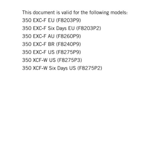KTM 2016 - 350 EXC-F XCF-W -  WORKSHOP REPAIR SERVICE MANUAL REPRINTED